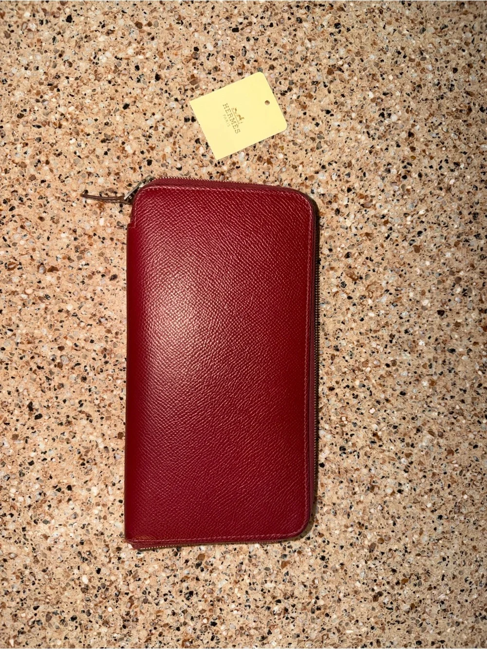 Hermes Vintage 1968 Azap Leather long zip around wallet w/ silk print - Picture 1 of 15